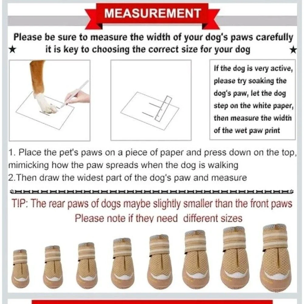 QUMY 4PCS Dog Boots for Large Dogs, Paw Protectors for Hot Pavement (Khaki, 6)